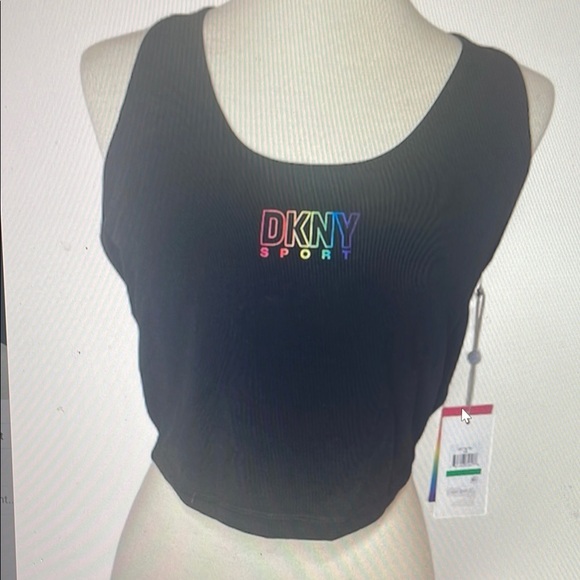 DKNY Sport Black Tank Top with Rainbow Logo - Picture 1 of 1